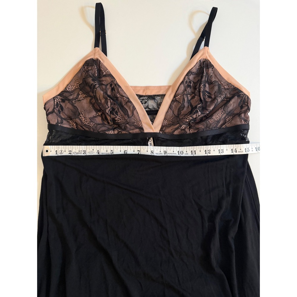 Soma Cool Nights Nightgown and Robe Set Black Pink Lace Trim Medium 2 Piece Set - Picture 10 of 15